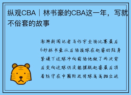 纵观CBA│林书豪的CBA这一年，写就不俗套的故事